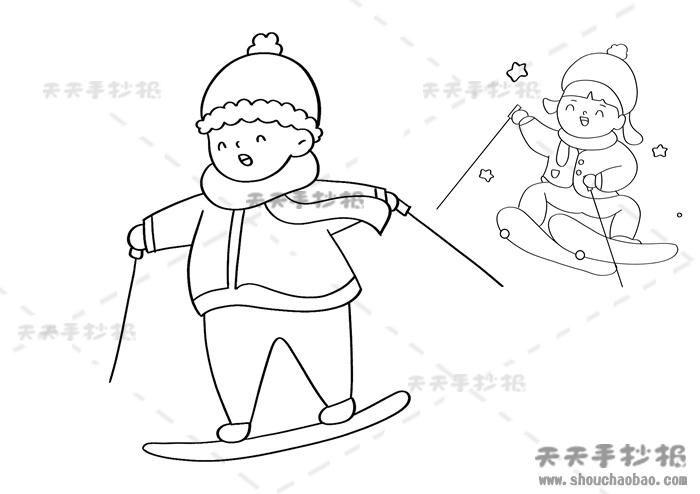 22冬奥会简单又漂亮的绘画作品 喜迎北京冬奥会儿童画模板教程 天天手抄报