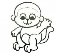 打招呼的猴子简笔画超容易画法，超萌的小猴子简