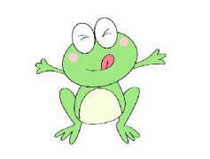 卡通调皮青蛙简笔画带颜色，小孩子超喜欢的小青蛙简笔画