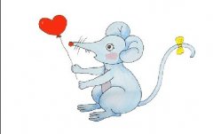 举爱心的小老鼠简笔画图画教程，小老鼠简笔画超容易模板