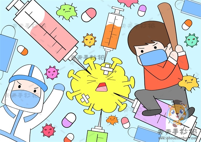 抗击疫情儿童画怎么画简单又好看，小学生防疫儿
