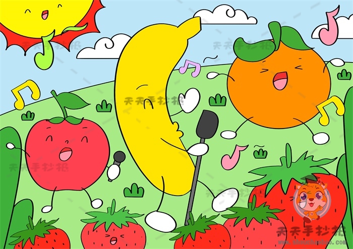 儿童画水果创意画图片大全教程，儿童水果画画大全简单漂亮模板