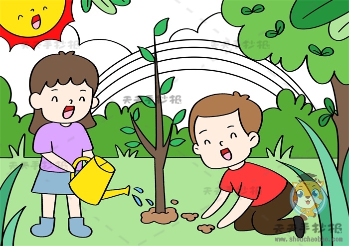 植树节儿童画