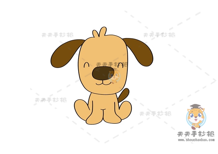 好看又可爱的狗简笔画教程，黄色小狗简笔画最容易画法步骤
