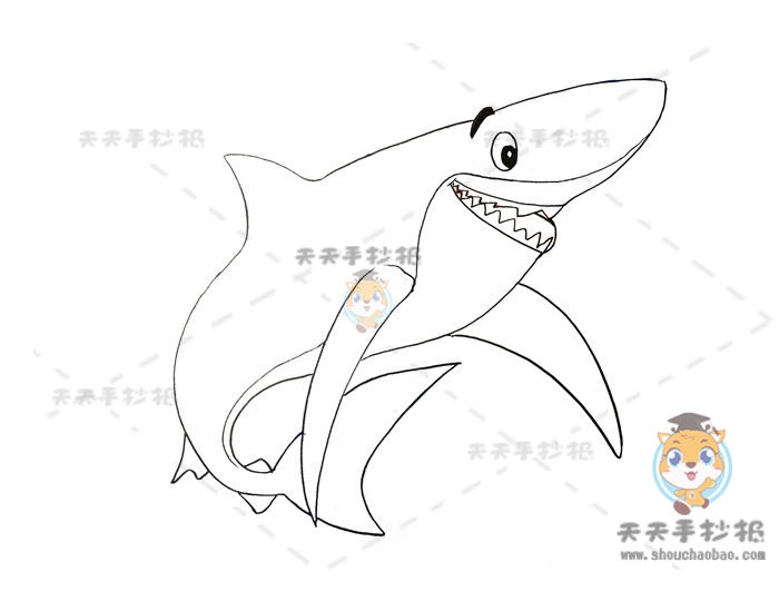 巨型鲨鱼简笔画
